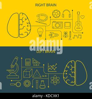 Fonctions du cerveau gauche et droit concept Illustration de Vecteur