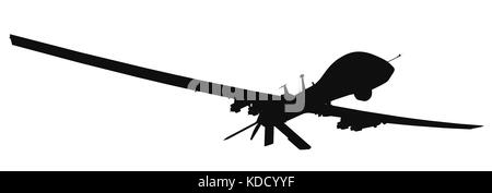 Drone militaire MQ-1C Gray Eagle. rendu 3d. Arrière-plan isolé. Banque D'Images