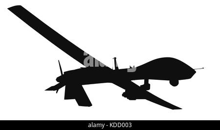 Drone militaire MQ-1C Gray Eagle. rendu 3d. Arrière-plan isolé. Banque D'Images