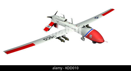 MQ-1C Gray Eagle Military drone.US Coast Guard artiste concept de décoration. rendu 3d. Arrière-plan isolé. Banque D'Images