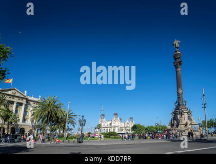 Monument de Christophe Colomb célèbre monument à port Vell au cœur de Barcelone Espagne Banque D'Images