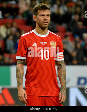 Kazan, Russie - 10 octobre 2017.L'attaquant russe et le capitaine de l'équipe Fedor Smolov lors du match international amical Russie contre Iran à Kazan Arena stad Banque D'Images