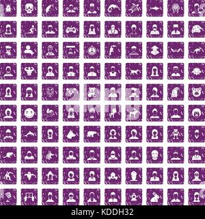 Avatar 100 icons set grunge purple Illustration de Vecteur