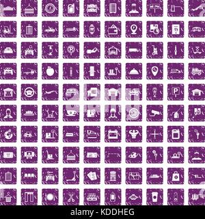 Chargeur 100 icons set grunge purple Illustration de Vecteur