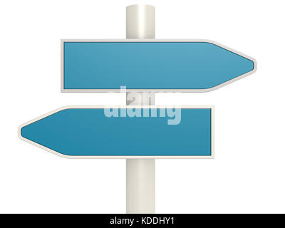 Deux bleu direction road sign, 3D Rendering Banque D'Images