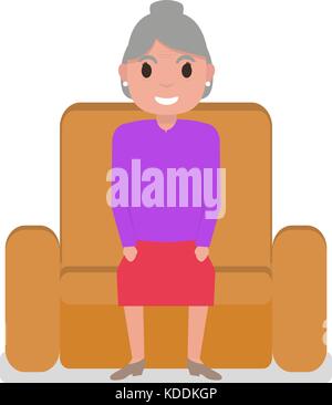 Vector cartoon grand-mère assise dans un fauteuil Illustration de Vecteur