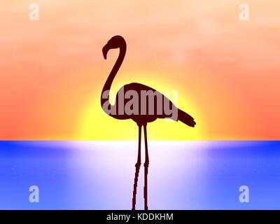 Flamingo silhouette vecteur sur un arrière-plan le coucher du soleil Illustration de Vecteur