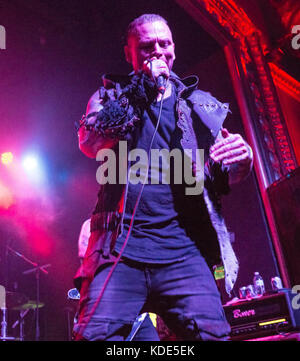 Detroit, MICHIGAN, États-Unis. 28 septembre 2017. ANDY LAPLEGUA, de Combichrist, se produit au St. Andrew's Hall de Detroit, MI. Crédit : Alexis Simpson/ZUMA Wire/Alay Live News Banque D'Images