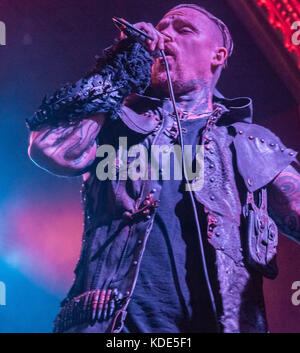 Detroit, MICHIGAN, États-Unis. 28 septembre 2017. ANDY LAPLEGUA, de Combichrist, se produit au St. Andrew's Hall de Detroit, MI. Crédit : Alexis Simpson/ZUMA Wire/Alay Live News Banque D'Images