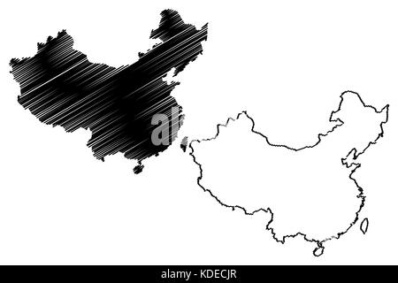 China map vector illustration gribouillage, croquis chine Illustration de Vecteur