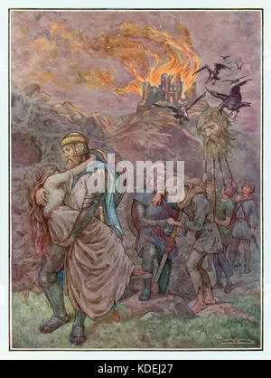 "La destruction de douter du Château" de "The Pilgrim's Progress' de John Bunyan (1628-1688). Illustration par Frank C. Papé (1878-1972). Voir plus d'informations ci-dessous. Banque D'Images
