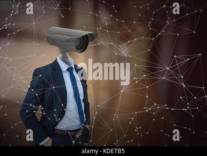 Digital composite de Businessman avec CCTV Chef at office Banque D'Images