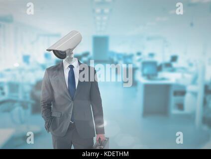 Digital composite de Businessman avec CCTV Chef at office Banque D'Images