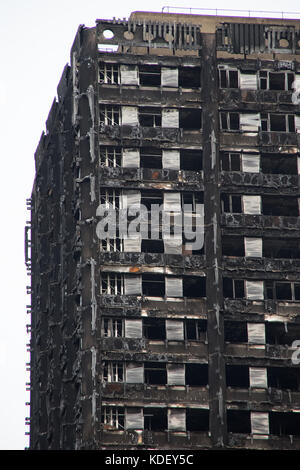 Tour de Grenfell, bloc d'appartements Latimer Road London 6 Octobre 2017 3 mois après l'incendie Banque D'Images