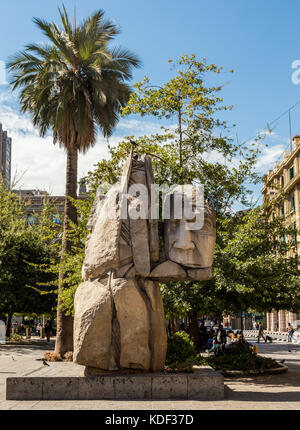 Monument de la culture Mapuche, Plaza de Armas, Santiago, Chili, Amérique du Sud Banque D'Images