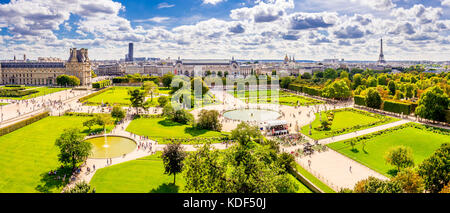 Panorama du jardin Le jardin des Tuileries à Paris Banque D'Images