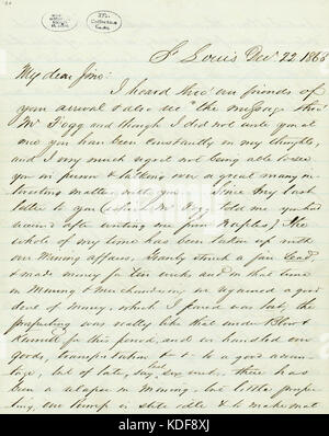 Lettre signée (H.T.B Henry T. coup), Saint Louis, à Jas. B. B. James (EADS EADS), Décembre 22, 1868 Banque D'Images