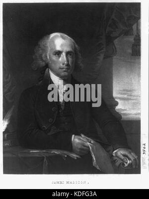 James Madison lithographie portrait demi Banque D'Images