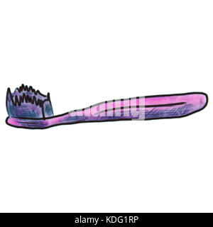 Brosse à dents rose aquarelle personnage, isolé sur fond blanc Banque D'Images