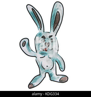 Aquarelle gray bunny personnage, isolé sur fond blanc Banque D'Images