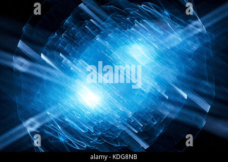 Rougeoyant bleu quantum en lumière l'éclatement de l'état excité, générée par ordinateur résumé fond, 3D Rendering Banque D'Images