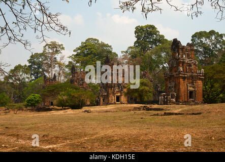 Prasat Suor Prat à Angkor Thom, au Cambodge. Banque D'Images