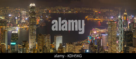 Depuis le sommet de hong kong de nuit panorama, hong kong, Chine Banque D'Images