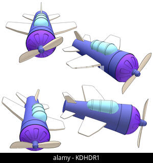 Toy airplane isolés avec les contours en noir Banque D'Images