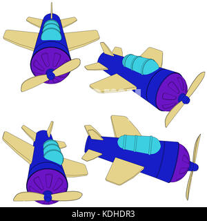 Toy airplane isolés avec les contours en noir Banque D'Images