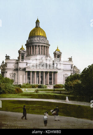 Cathédrale St Isaac SPB de jardin d'Alexandre 1890 1900 Banque D'Images