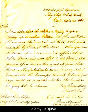 Lettre de David D. Porter, U. S. S. Black Hawk, Cairo, Illinois, à Seth Ledyard Phelps, Septembre 20, 1863 Banque D'Images