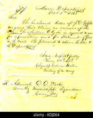 Lettre de Gideon Welles, Secrétaire de la marine, à David D. Porter, Le Caire, New York, 8 octobre 1863 Banque D'Images