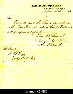 Lettre de David D. Porter, U. S. S. Black Hawk, à Seth Ledyard Phelps, Novembre 13, 1863 Banque D'Images