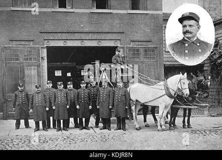 Feu tiré par des chevaux par moteur à Brooklyn Banque D'Images