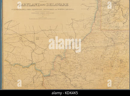 Post préliminaire route carte des états de Virginie et de la Virginie de l'Ouest avec le Maryland et le Delaware, Pennsylvanie, Ohio, Kentucky, Tennessee et Caroline du Nord (NYPL b20643984 5673939) Banque D'Images
