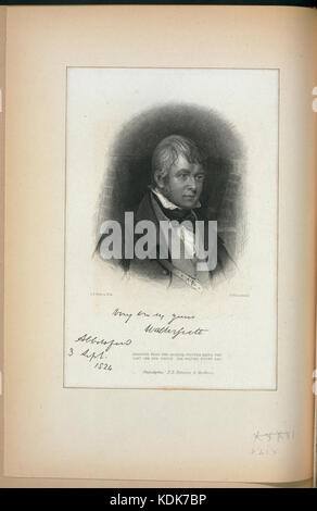 Portrait ou image lié à Sir Walter Scott, un célèbre auteur écossais. Scott est connu pour ses contributions aux romans historiques et à la poésie, ses œuvres restant influentes dans le monde littéraire. Banque D'Images