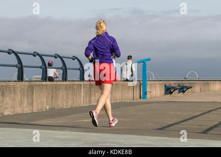 Southport, Merseyside. Météo britannique. 14 octobre, 2017. 19C Sunny & blustery day sur le bord de mer, le vent du sud chaud promis arrivent à se baigner le resort. Les vestiges d'un ouragan tropical thermomètres envoyer planeur ce week-end après un temps anormalement doux quelques jours. Au Royaume-Uni, comme nous l'avons absorbé l'expression 'Indian Summer' pour une explosion de chaleur dans une période d'automne. L'expression n'était pas largement utilisé jusqu'aux années 1950. /AlamyLiveNews MediaWorldImages ; crédit. Banque D'Images