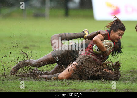 Colombo, Sri Lanka. 14 octobre 2017. Asia Rugby Sevens 2017 au Race course Ground le 14 octobre 2017 à Colombo, Sri Lanka. Asia Rugby Sevens Series comprend des équipes du Sri Lanka, du Japon, de Malaisie, de Hong Kong, des Philippines, Corée, Chine et Taipei chinois crédit : Pradeep Dambarage/Alamy Live News Banque D'Images