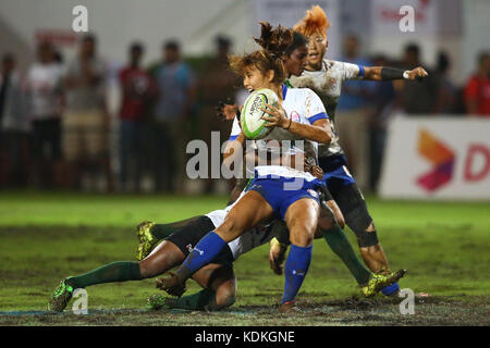 Colombo, Sri Lanka. 14 octobre 2017. Asia Rugby Sevens 2017 au Race course Ground le 14 octobre 2017 à Colombo, Sri Lanka. Asia Rugby Sevens Series comprend des équipes du Sri Lanka, du Japon, de Malaisie, de Hong Kong, des Philippines, Corée, Chine et Taipei chinois crédit : Pradeep Dambarage/Alamy Live News Banque D'Images