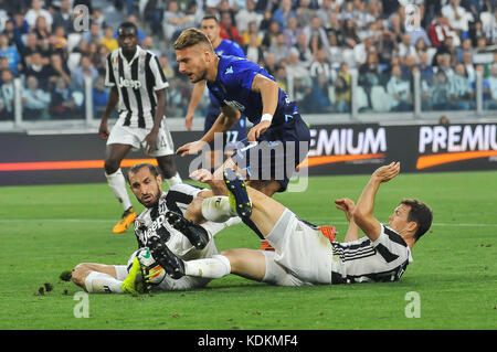 Turin, Italie. 14 octobre, 2017. ciro immobile (SS Lazio) au cours de la série d'un match de football entre la Juventus et SS Lazio de Allianz Stadium le 14 octobre 2017 à Turin, Italie. crédit : fabio annemasse/Alamy live news Banque D'Images