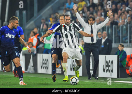 Turin, Italie. 14 octobre, 2017. giorgio chiellini (juventus) au cours de la série d'un match de football entre la Juventus et SS Lazio de Allianz Stadium le 14 octobre 2017 à Turin, Italie. crédit : fabio annemasse/Alamy live news Banque D'Images