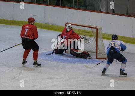 Novi Sad, Serbie. 14 octobre, 2017. La ligue internationale de hockey (IHL) Concordance entre l'accueil hc vojvodina Novi Sad et loin hk triglav kranj. crédit : hardtodigit/Alamy live news Banque D'Images