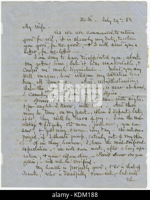 Lettre signée Wm. Carr Lane (William Carr Lane), Sta. Santa Fe (Fe), de Mary Ewing Lane, Saint Louis, 29 juillet 1853 Banque D'Images