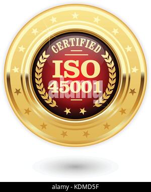 Certifié ISO 45001 - médaille insigne Santé et sécurité au travail Illustration de Vecteur