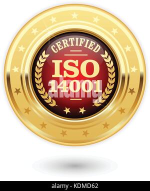 La certification ISO 14001 - management environnemental médaille insigne Illustration de Vecteur