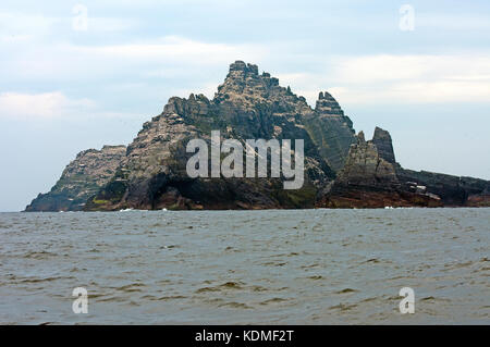 Little Skellig Island avec grande colonie du nord de Bassan (Morus bassanus), comté de Kerry, Irlande Banque D'Images