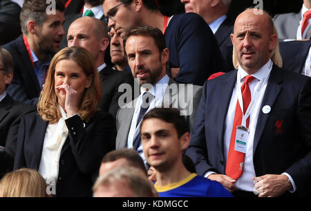 Gareth Southgate, directeur de l'Angleterre, regarde le match de la Premier League à Anfield, Liverpool. Banque D'Images