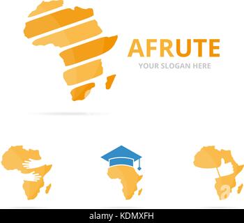 Ensemble de l'Afrique. combinaison logo symbole ou l'icône de safari unique continent. modèle de conception de logo. Illustration de Vecteur