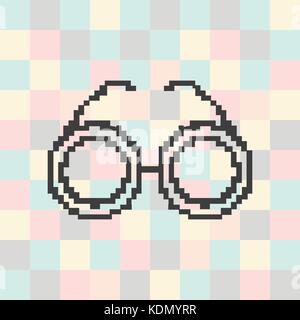 Icône pixel vectoriel sur un fond carré lunettes Illustration de Vecteur