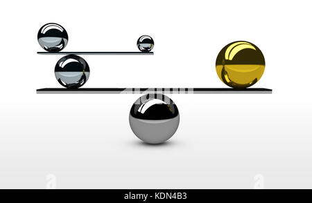 L'équilibre entre le système parfait, l'équilibre de vie et les affaires concept 3D illustration. Banque D'Images